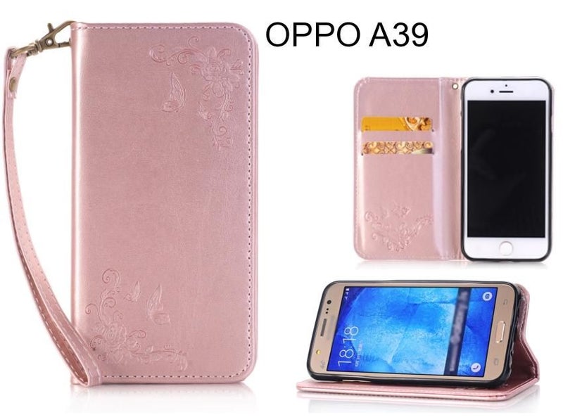 OPPO A39 CASE Premium Leather Embossing wallet Folio case Carousel 1