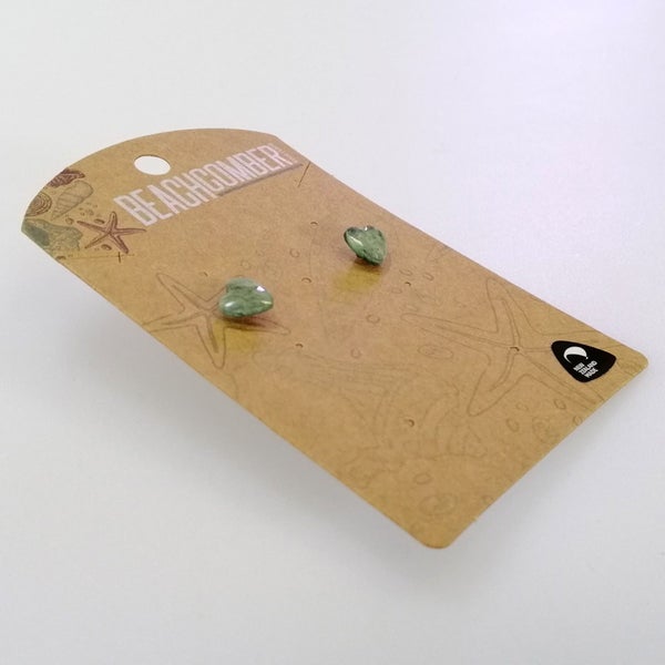 Beachcomber - Pounamu Greenstone Heart Stud Earrings Carousel 2