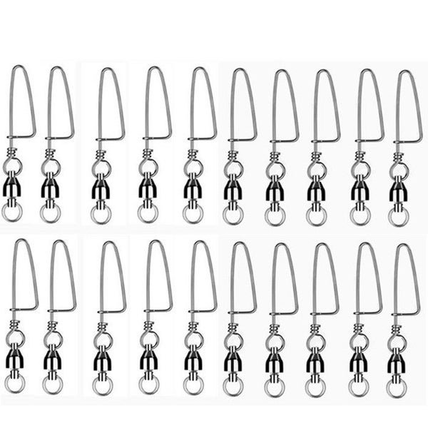 #0 20PCS Ball Bearing Fishing Swivels Snap Coastlock Fishing Line Connector Carousel 2