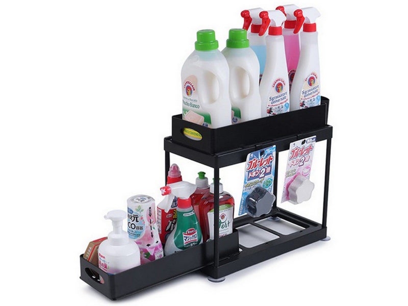 Pull Out Double Layer Sink Storage Rack Holder kitchen Sink Storage Table Carousel 1