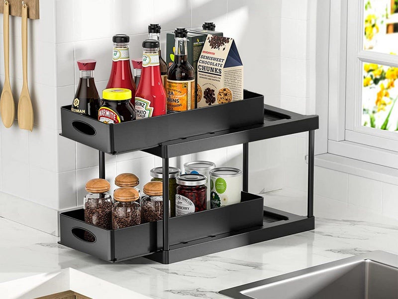 Pull Out Double Layer Sink Storage Rack Holder kitchen Sink Storage Table Carousel 2