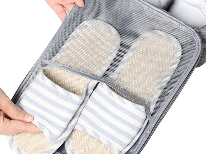 2Pcs Travel Shoe Storage Bag Holds 3 Pair of Shoes Storage Pouch Large Grey Carousel 5