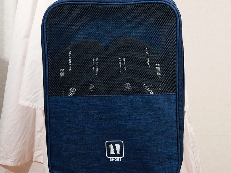 1Pcs Travel Shoe Storage Bag Holds 3 Pair of Shoes Storage Pouch Large Navy Blue Carousel 5