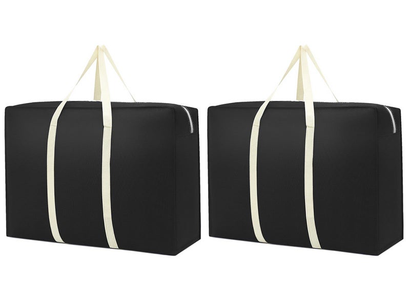 2Pcs Large Capacity Storage Bag Luggage Bag Quilt Organizer Bag Black Carousel 1