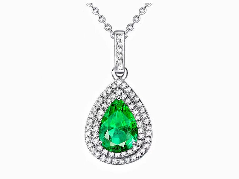 Necklace Emerald 18KGP White Gold Carousel 1