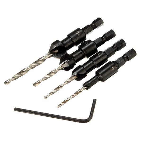 4pcs Carpentry Countersink Drill Bit Set Woodworking Tools Carousel 1