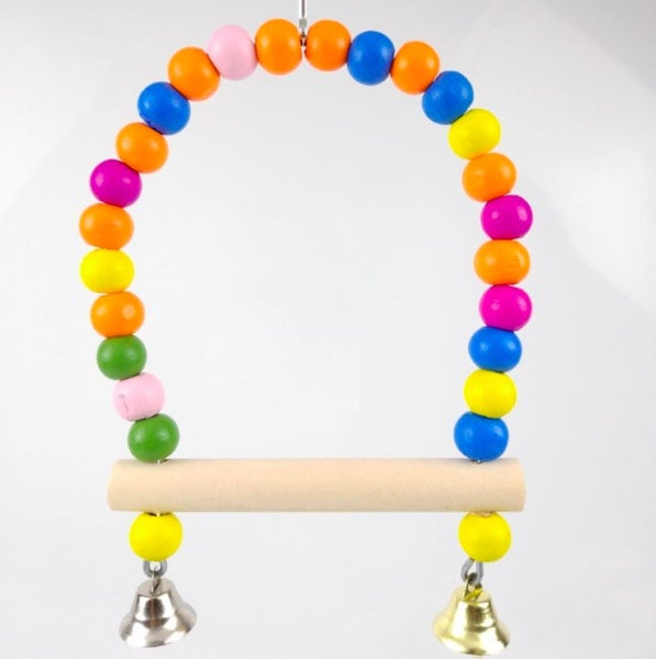 7 Pieces Bird Toys Multi functions Parrot Cage Bells Swing Chewing Swing Toys Carousel 5