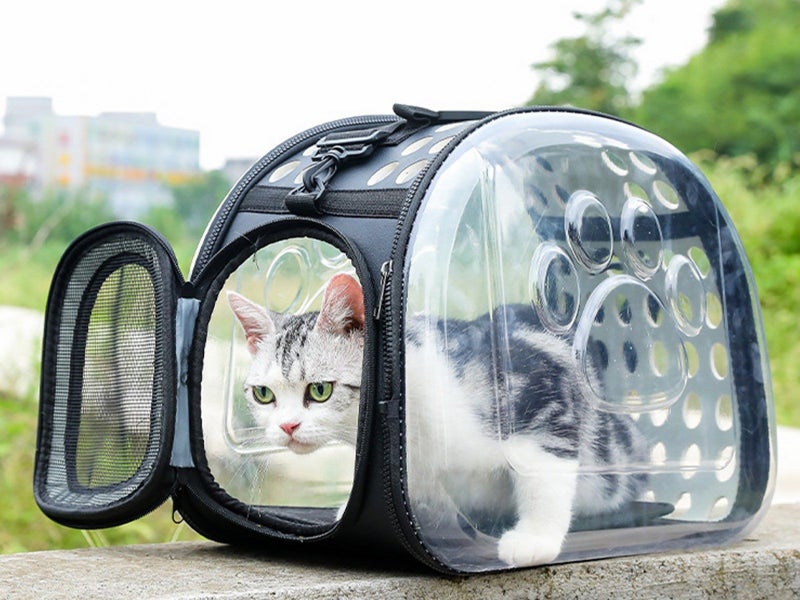 Pet Carrier Bag Breathable Pet Tote Crate Outdoor Travel Space Bag Black S Size Carousel 1