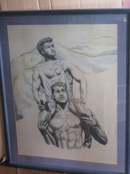 Two Men with lot of Muscle & binoculars - Large Artwork Carousel 1