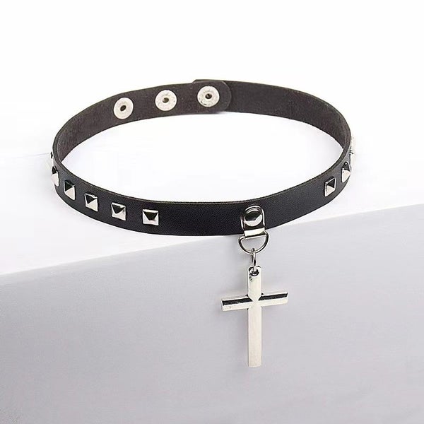 Crucifix Necklace Chocker --Cross Christian --Religious Carousel 4