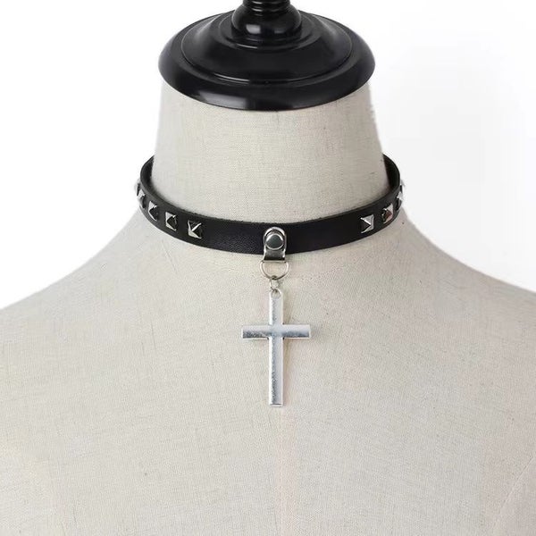 Crucifix Necklace Chocker --Cross Christian --Religious Carousel 2
