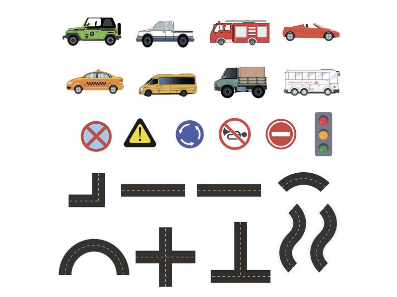 2 Sets of Traffic Theme Bath Foam Toys Bathroom Sticker Toys with Storage Bag Carousel 2
