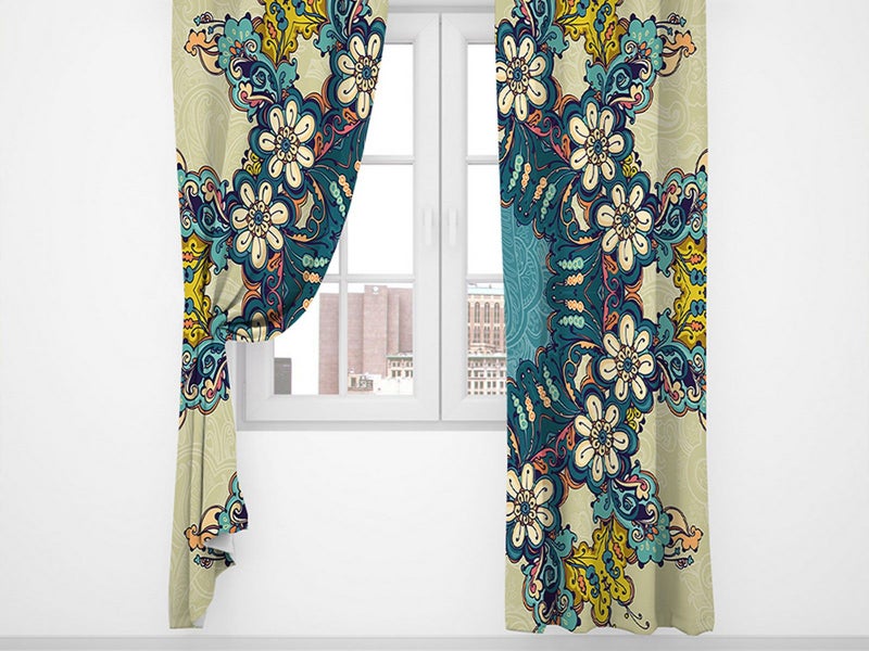 Pair of Printed Full Blackout Curtains Thermal Insulated Curtains Style 7 Small Carousel 2