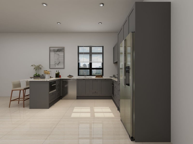 Shaker style Kitchen - complete kitchen with Laminate benchtop, New style Grey Carousel 2