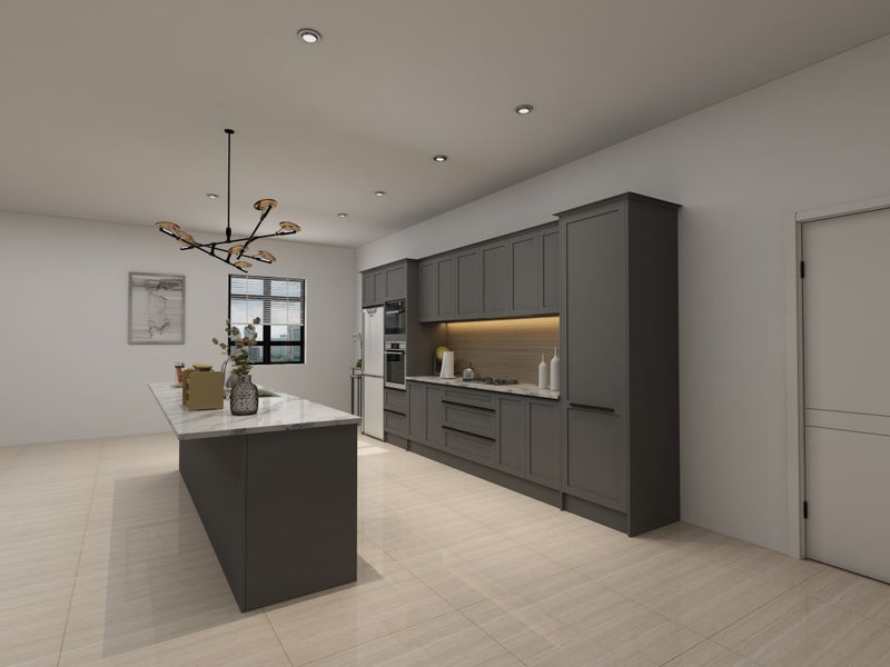 Shaker style Kitchen - complete kitchen with Laminate benchtop, New style Grey Carousel 2