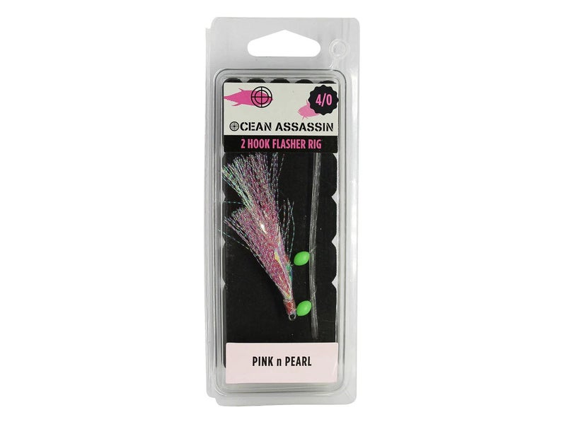 Pink n Pearl 2 Hook Flasher Rig - Size 4/0 Fishing Hooks Carousel 1