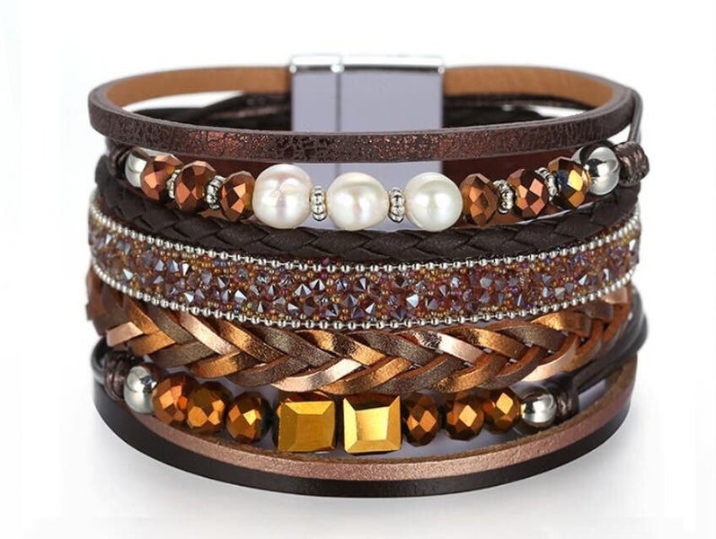 Leather Bracelet Brown Multi-layer Leather Bracelet Carousel 1