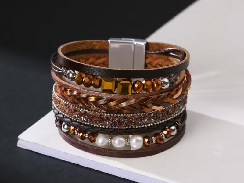 Leather Bracelet Brown Multi-layer Leather Bracelet Carousel 3