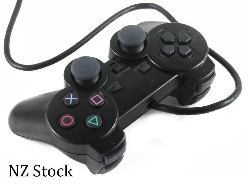 For Sony PlayStation 2 BLACK Wired DualShock PS2 Game Controller US Stock