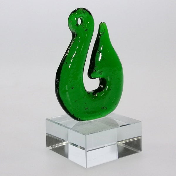Green Glass Fish Hook Sculpture62993530441603117