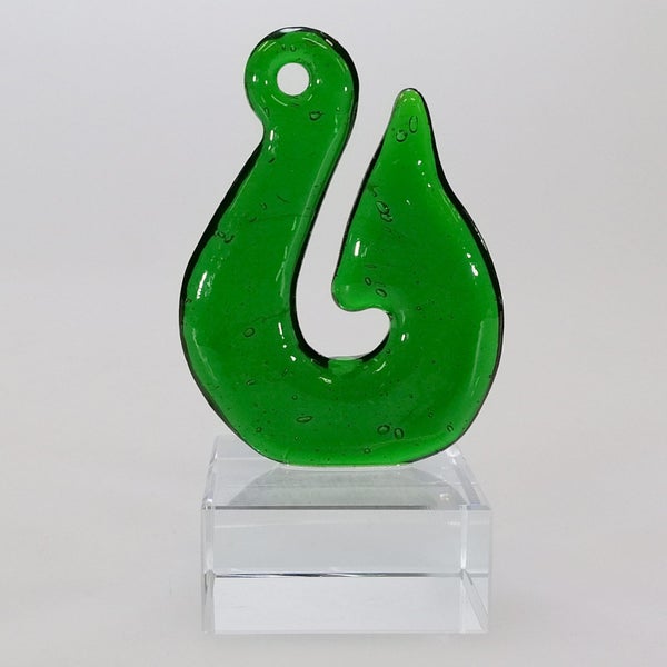 Green Glass Fish Hook Sculpture62993530441603111