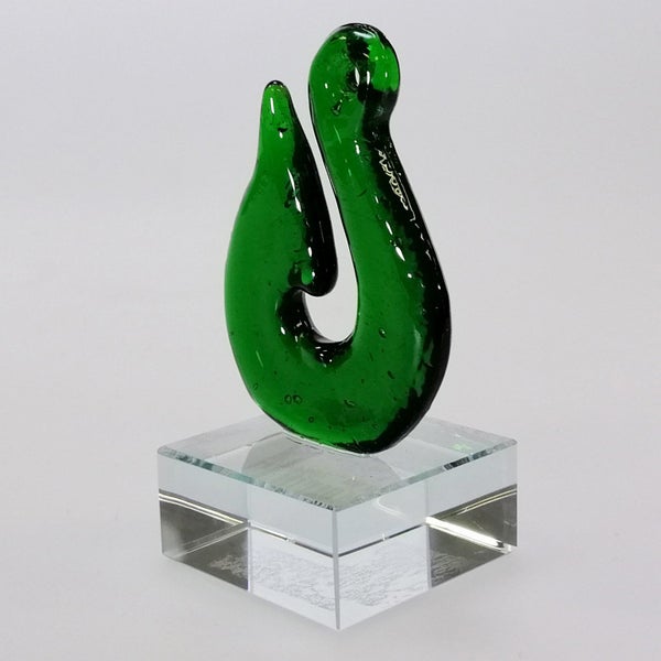 Green Glass Fish Hook Sculpture62993530441603112