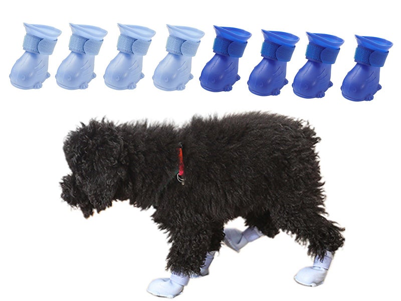 8Pcs Dog Boots Dog Shoes Cat Paw Protector Anti-Slip Pet Rain Boots XL Carousel 1