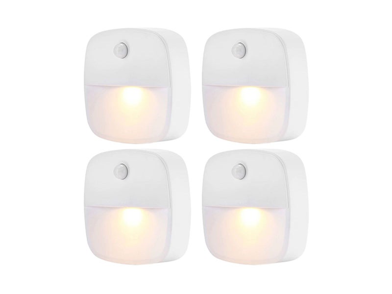 4 X LED Motion Sensor Light Under Cabinet Light Wardrobe Stair Light Warm White Carousel 1