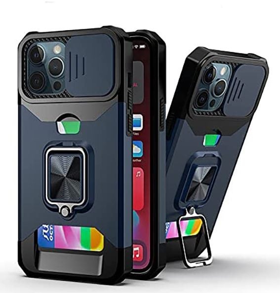 Iphone 15 pro max Case shockproof multifunction with card slot navy Carousel 1