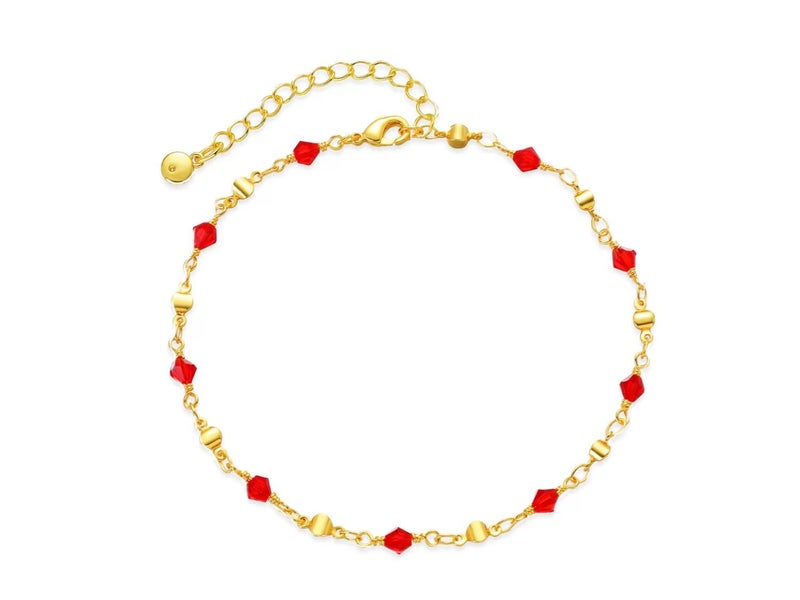 Anklet Red CZ 18K Gold Plated Anklet Carousel 1