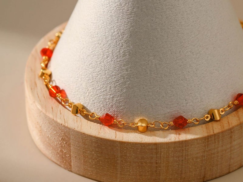 Anklet Red CZ 18K Gold Plated Anklet Carousel 2