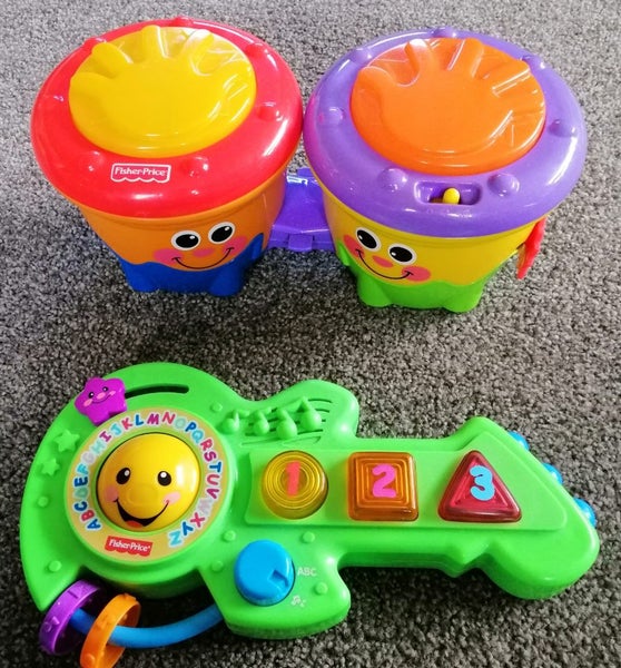 Fisher Price Crawl Along Drum Roll toy & Learn And Play Guitar Carousel 1