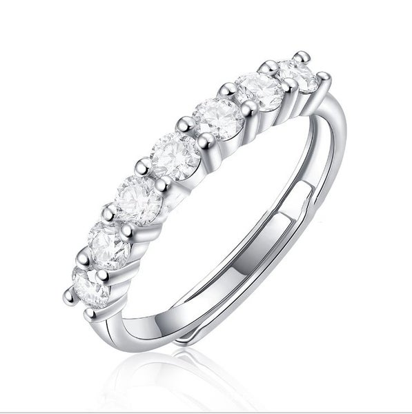 7-Stone Moissanite Anniversary Wedding Ring S925 Silver 18K White Gold Plated629851268692491117