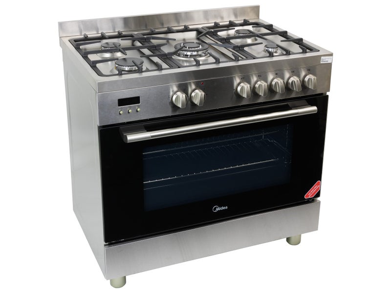90cm Freestanding 5 Burner Gas Cooktop Stove + 109L Electric Oven + Grill MIDEA Carousel 1