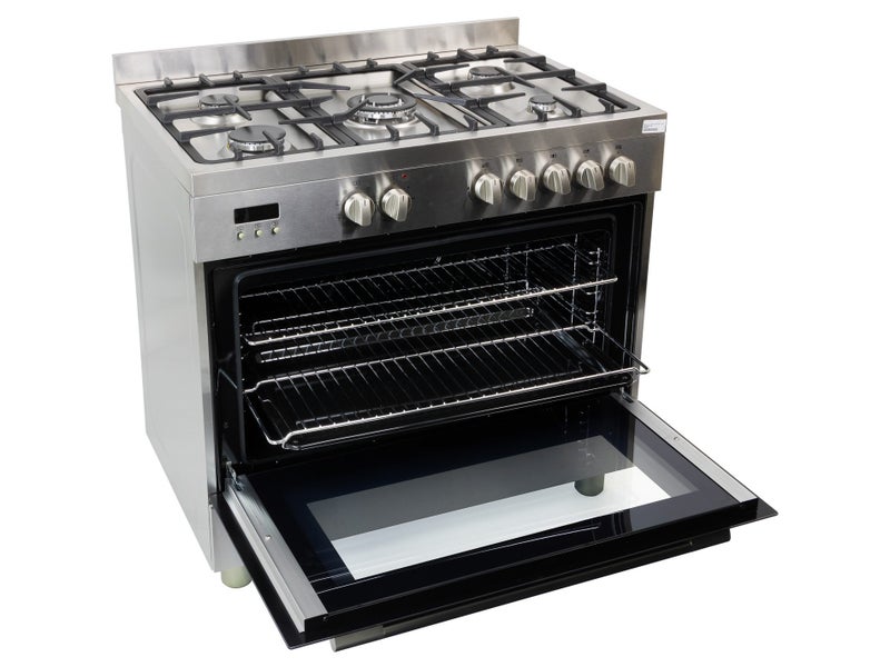 90cm Freestanding 5 Burner Gas Cooktop Stove + 109L Electric Oven + Grill MIDEA Carousel 2