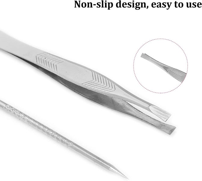 2Pcs/Set Eyebrow Clip And Acne Needle Blackhead Remover Stainless Steel Carousel 7
