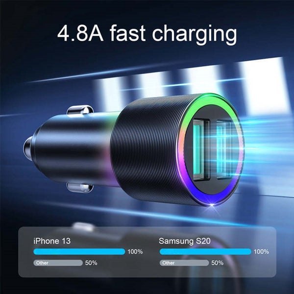 4.8A Dual USB Car Charger+3-in-1 USB Charging Cable For Apple iPhone Android Carousel 2