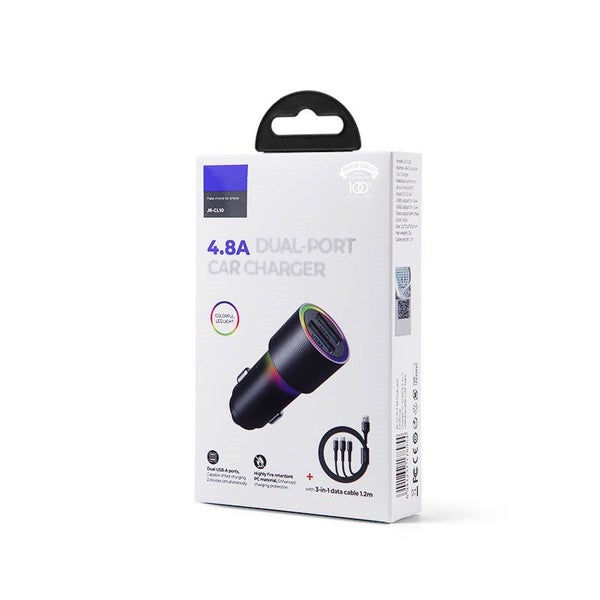 4.8A Dual USB Car Charger+3-in-1 USB Charging Cable For Apple iPhone Android Carousel 8