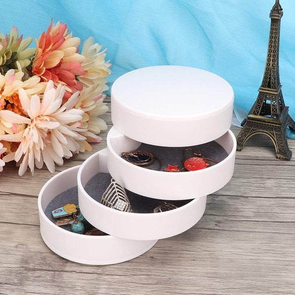 Multifunctional Round Four Layers Jewelry Storage Box Organizer Necklace Storage Carousel 1