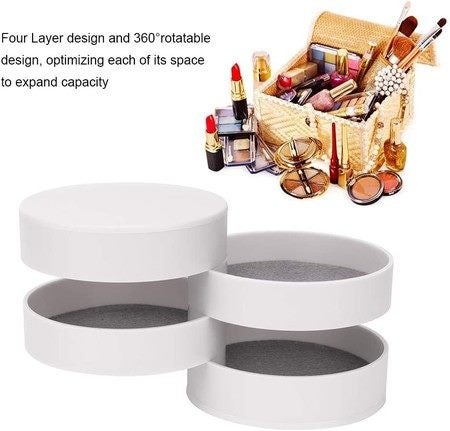 Multifunctional Round Four Layers Jewelry Storage Box Organizer Necklace Storage Carousel 2