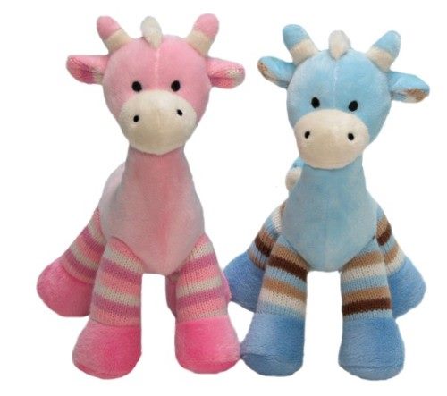 Soft Toy - Stretch Giraffe (Baby Pink and Baby Blue) Carousel 1