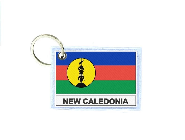 Keychain keyring patch print double sided flag country NC new caledonia Carousel 1