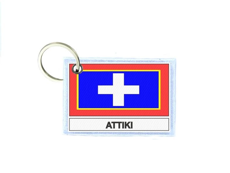 Keychain keyring patch print double sided flag country greek attiki Carousel 1