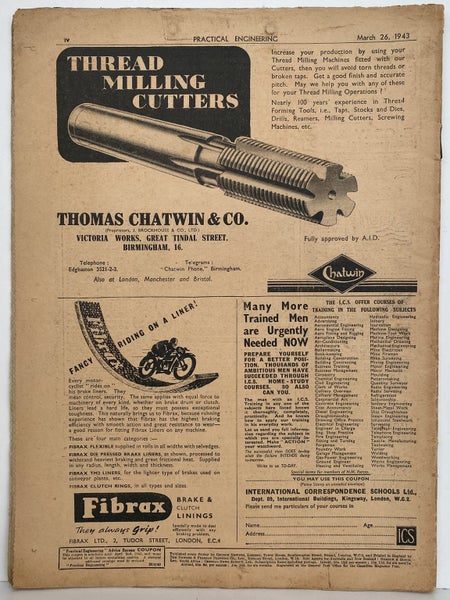 VINTAGE MAGAZINE: Practical Engineering - Vol. 7, No. 166 - 26 March 1943 Carousel 2
