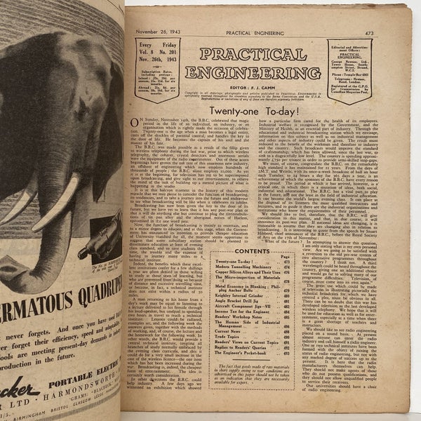 VINTAGE MAGAZINE: Practical Engineering - Vol. 8, No. 201 - 26 November 1943 Carousel 3