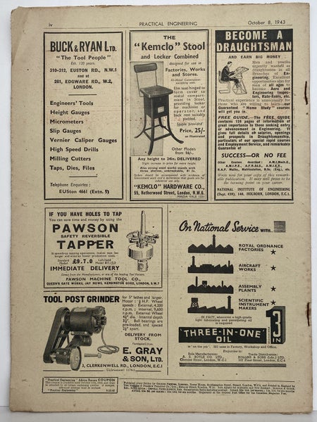 VINTAGE MAGAZINE: Practical Engineering - Vol. 8, No. 194 - 8 October 1943 Carousel 2