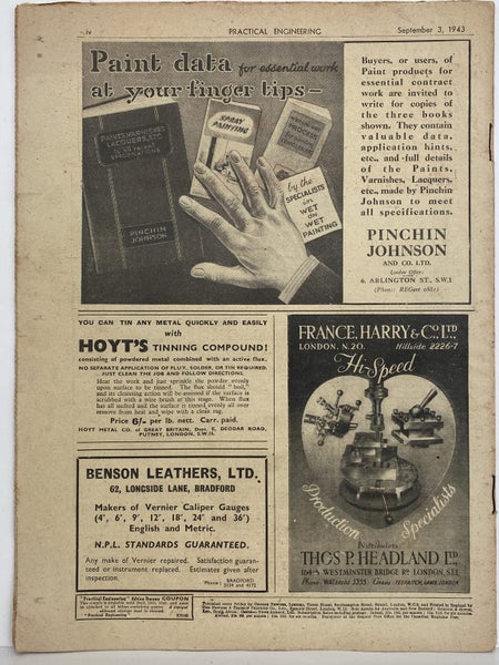 VINTAGE MAGAZINE: Practical Engineering - Vol. 8, No. 189 - 3 September 1943 Carousel 2