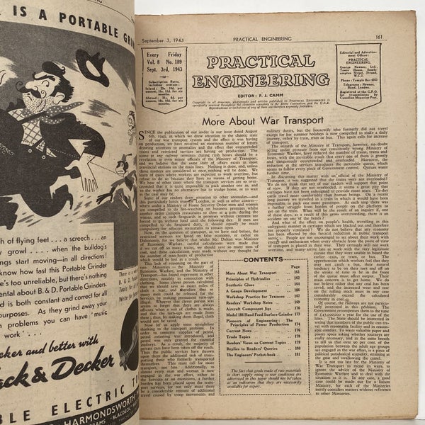 VINTAGE MAGAZINE: Practical Engineering - Vol. 8, No. 189 - 3 September 1943 Carousel 3