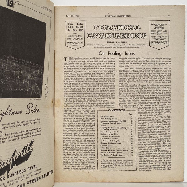 VINTAGE MAGAZINE: Practical Engineering - Vol. 8, No. 184 - 30 July 1943 Carousel 3