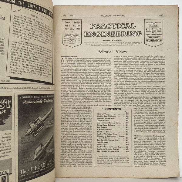 VINTAGE MAGAZINE: Practical Engineering - Vol. 7, No. 180 - 2 June 1943 Carousel 3